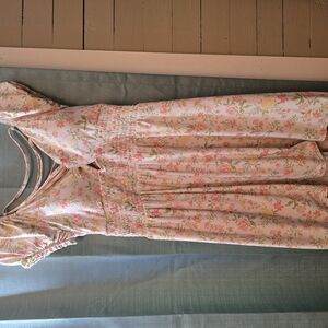 Floral Sun Dress - Pink White and Green